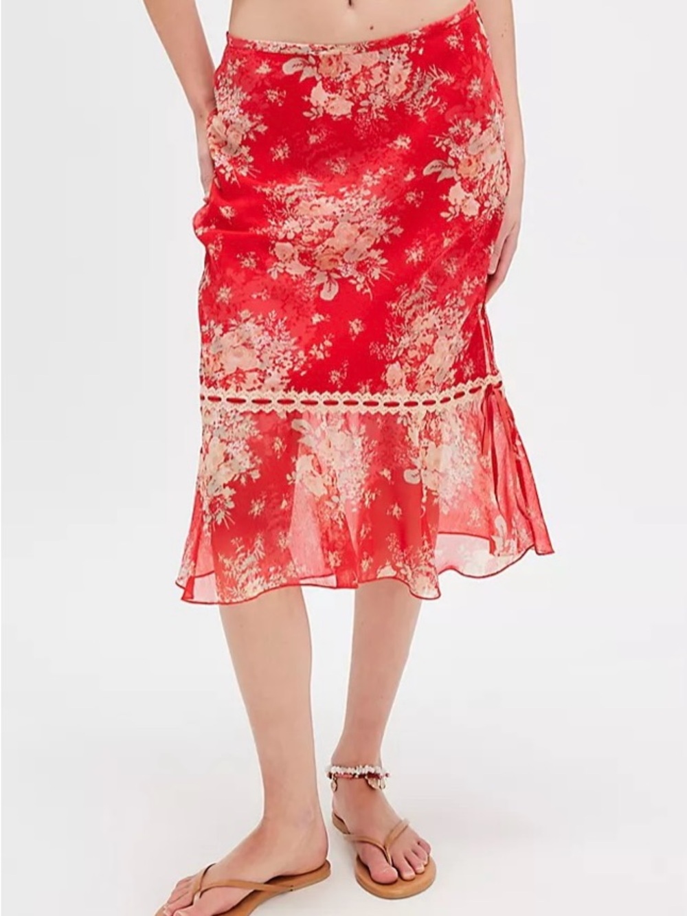 Free People Romantic Roses Midi Skirt size 10